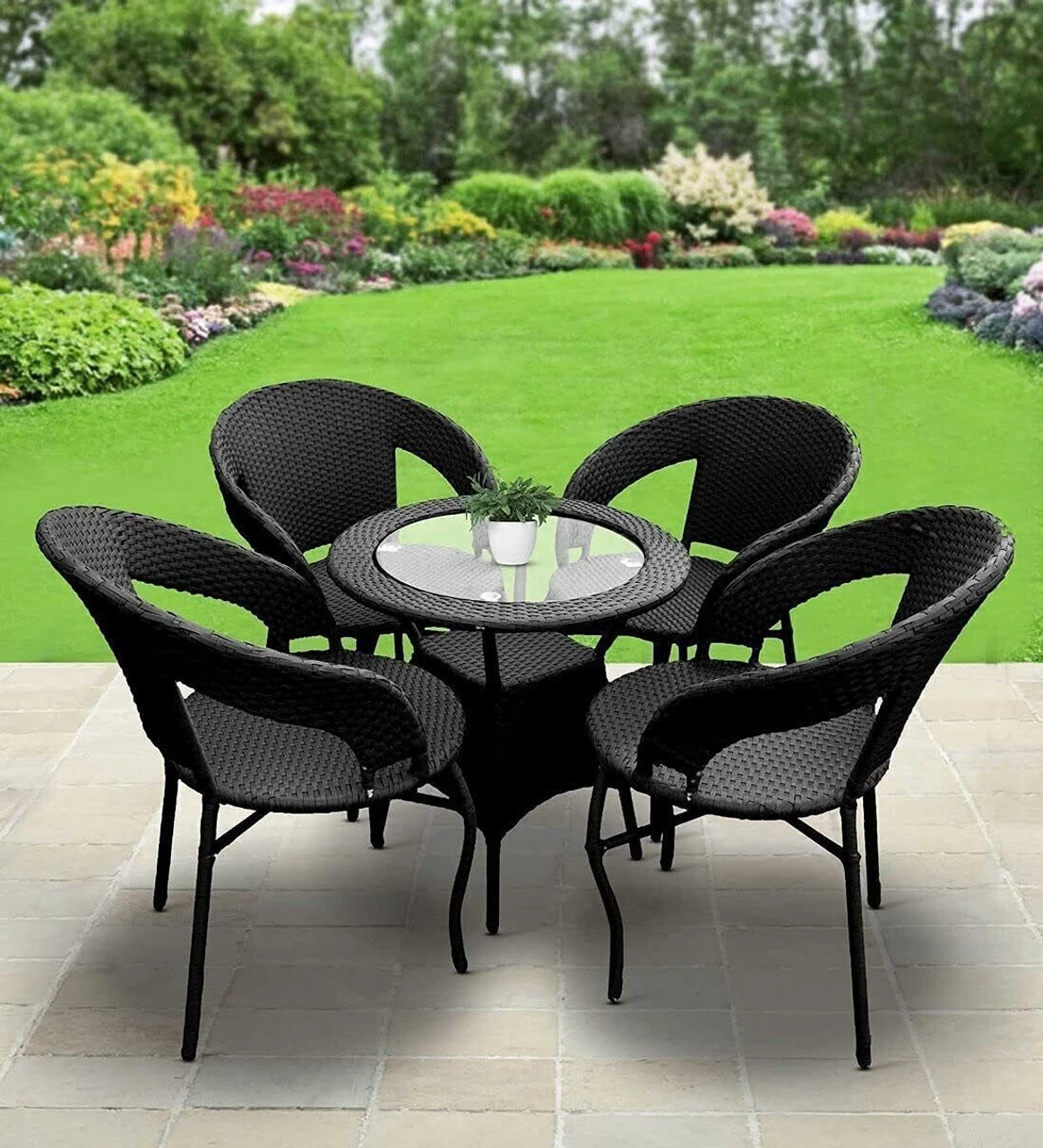 0-black-4-0-cane-560-olig-4seaterpatio-01-black-furnspace-790-original-imah47vxswtsc3nh Furnspace Cane Table & Chair Set (Finish Color - White, DIY(Do-It...more - Image 3