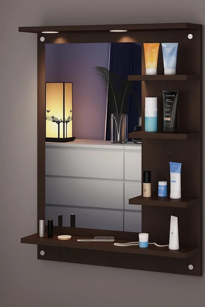 12-0-30-0 sisa -particle-board-60-0-oo9-multicolor-diy-home-80-0-brown-original-imahhdfn4jfauxws Regal Furniture LED Light Wall Dressing Mirror And Storage For Li...more - Image 2
