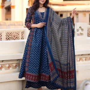 PINKLABEL Women Viscose Rayon Kurta Palazzo Dupatta Set
